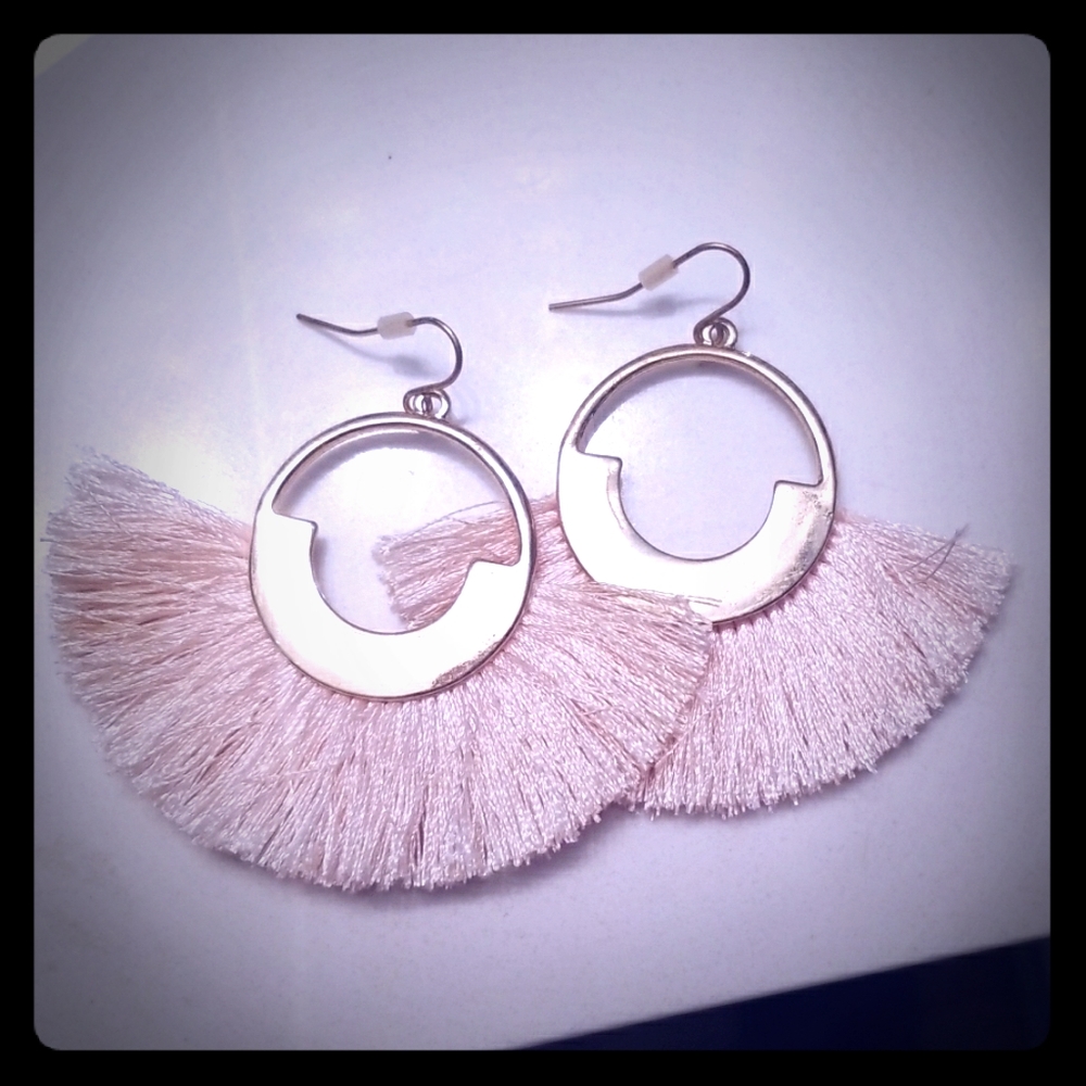 Pink frilly earrings
